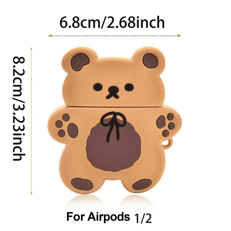 Cartoon Bear Shaped Earphone Case (1 Count), Cute Cartoon Animal Earphone Protective Case, Silicone Decorative Earphone Protector Cover With Lanyard Compatible With AirPods