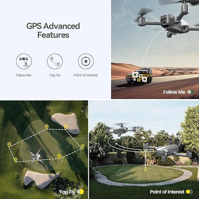 Holy Stone HS440D Drones with Camera 4K, Foldable GPS Drone with 19Mins Flight Time, Auto Return, Follow Me, Waypoints, 5G Transmission, Under 249g