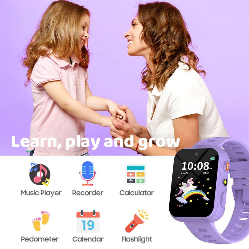 BIGGERFIVE Smart Watch for Kids with Dual Cameras, 30 Puzzle Games, Video & Music Player, Audiobooks, Flashlight, Pedometer, Calculator, Educational Toys Birthday Gifts for Boys Girls Ages 4-10