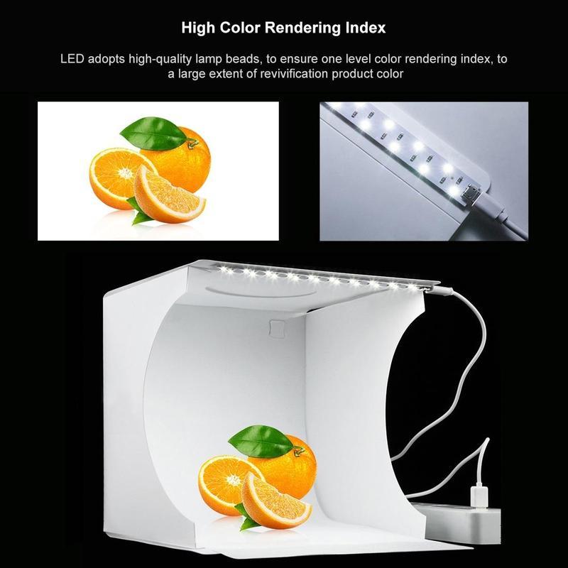 Photo Light Box, Folding Portable Photography Shooting Light Tent Kit, Photo Studio 550LM Box, White Lighting Soft Box with 1 LED Lights + 6 Color Backdrops Fabric for Product Display, Summer Essentials