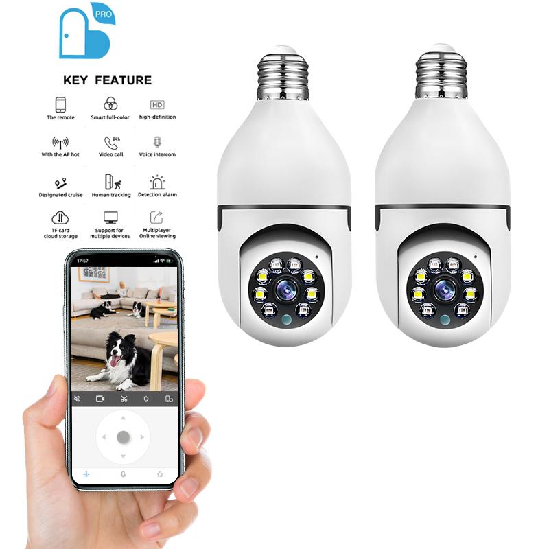 Wireless Light Bulb security Camera, 2.4GHz & 5GHz WiFi Bulb Camera, 2-Way-Audio, Motion Detection and Alarm, 3MP Full Color Night Vision, SD Cloud Storage, E26 E27 Socket bulb camera