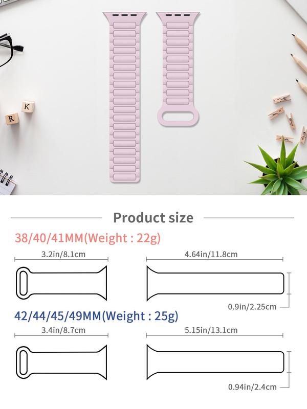 Magnetic Watch Band (Band Only), Soft Silicone Watch Band Compatible with Apple Watch Band for Women & Men, Adjustable Watch Band for iWatch Series 9 8 7 6 5 4 3 2 1 SE Ultra, Watch Accessories