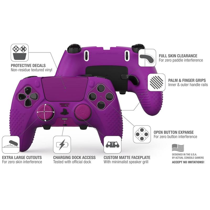 Eclipse PS5 EDGE Controller  Combo Set | Dock Compatible, Protector Decals, Anti-Slip Soft Gel  Cover, Faceplate Shell & Thumb Grips for  5 DualSense EDGE (Purple)