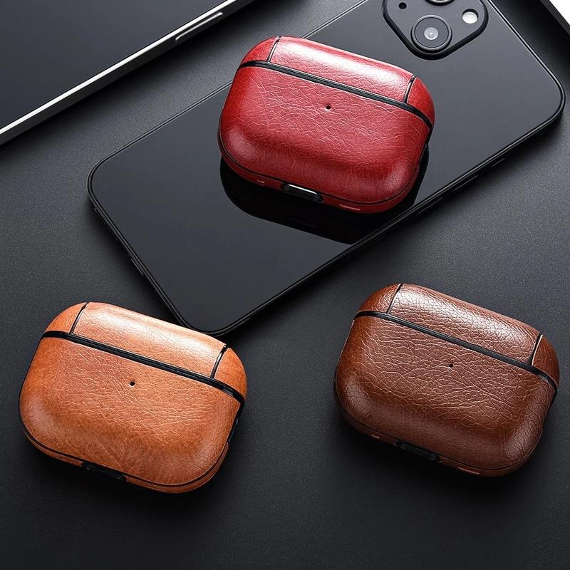 Leather Hard Plastic Cover for AirPods 4 Pro 2 Case - Pro 2nd Funda for AirPod 3 Pro Case Headphone Coque Protection Headset