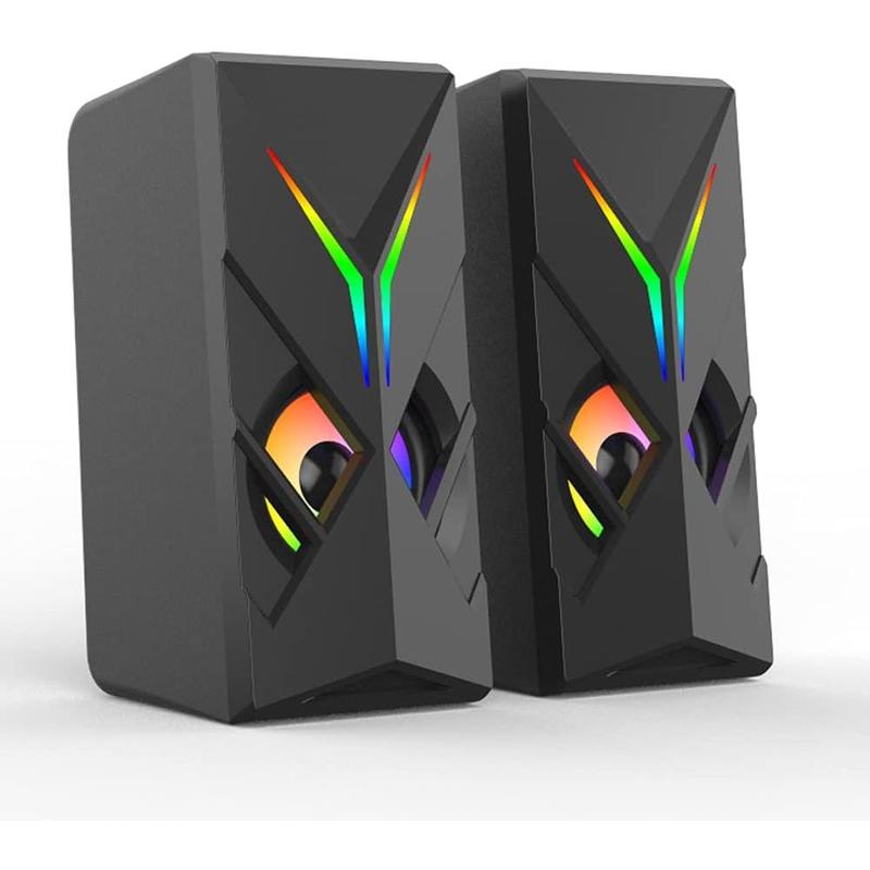 LED Speaker with Sharp Eye Volume Control USB Powered 3.5mm  Audio Gaming Speakers for PC, MP3 Player, Laptops, Smartphone