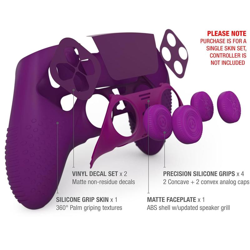 Eclipse PS5 EDGE Controller  Combo Set | Dock Compatible, Protector Decals, Anti-Slip Soft Gel  Cover, Faceplate Shell & Thumb Grips for  5 DualSense EDGE (Purple)