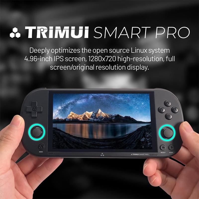 TRIMUI Smart Pro Handheld Game Console, 1 Count 4.96 Inch IPS Full Fit Screen Resolution 1280*720, A133P Processor PowerVR GE8300 GPU LPDDR4 1GB Storage, Game Peripherals, Handheld Game Device