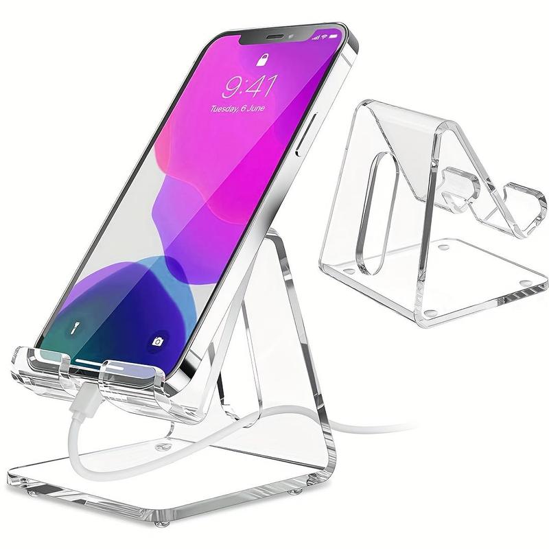 Clear Phone Holder, Transparent Phone Stand, Desktop Phone Holder for Most Smartphones, Phone Accessories for Home & Office