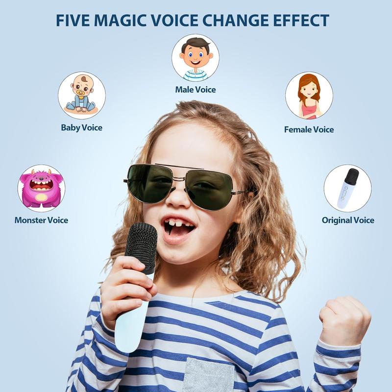 Karaoke Machine for  Adults, Mini Karaoke Machine with  Microphone, Portable  Speaker with Voice Changing Effects & LED Lights,  Gifts Toys for Girls and Boys Blue