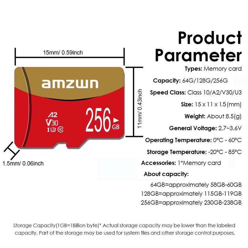 Micro TF SD Card, 1 Count High Speed Storage Card, Memory Card Flash Class 10 SD Card, SD TF Flash Memory Card for Phone