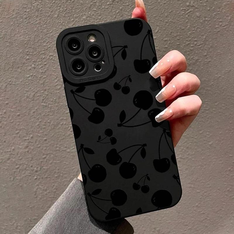 Cherry Pattern Phone Case for Summer, TPU All-inclusive Anti-fall Mobile Phone Protective Cover, Shockproof Phone Case for iPhone XR XS Max 11 12 13 14 15 Pro Max, for iPhone 16 Pro Max Case