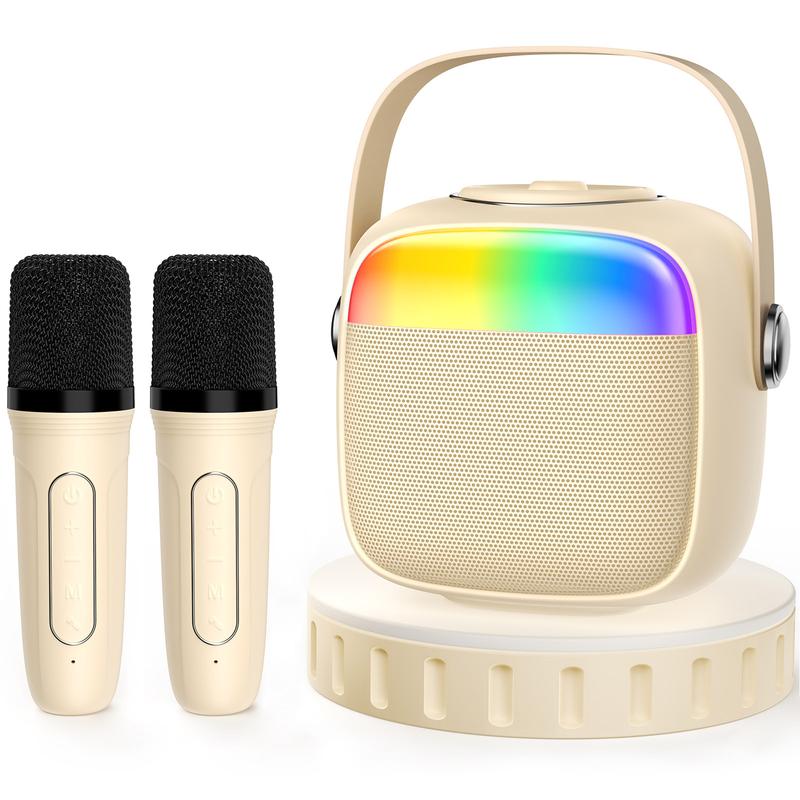 Karaoke Machine for Kids & Adults, Mini Portable Bluetooth Speaker with 2 Microphones D22W-T