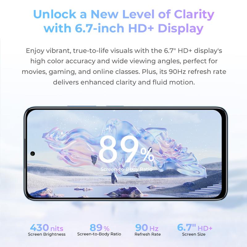 OUKITEL C58 Pro  Unlocked Cellphone, 24GB RAM(6+8)+256GB ROM, Octa-Core, 6.7'' HD+ Screen Mobile Phone,50MP Main Camera， Android 14 Ultra Slim Smartphone, 5150mAh Battery, 4G Dual SIM Fingerprint Unlock Face ID GPS