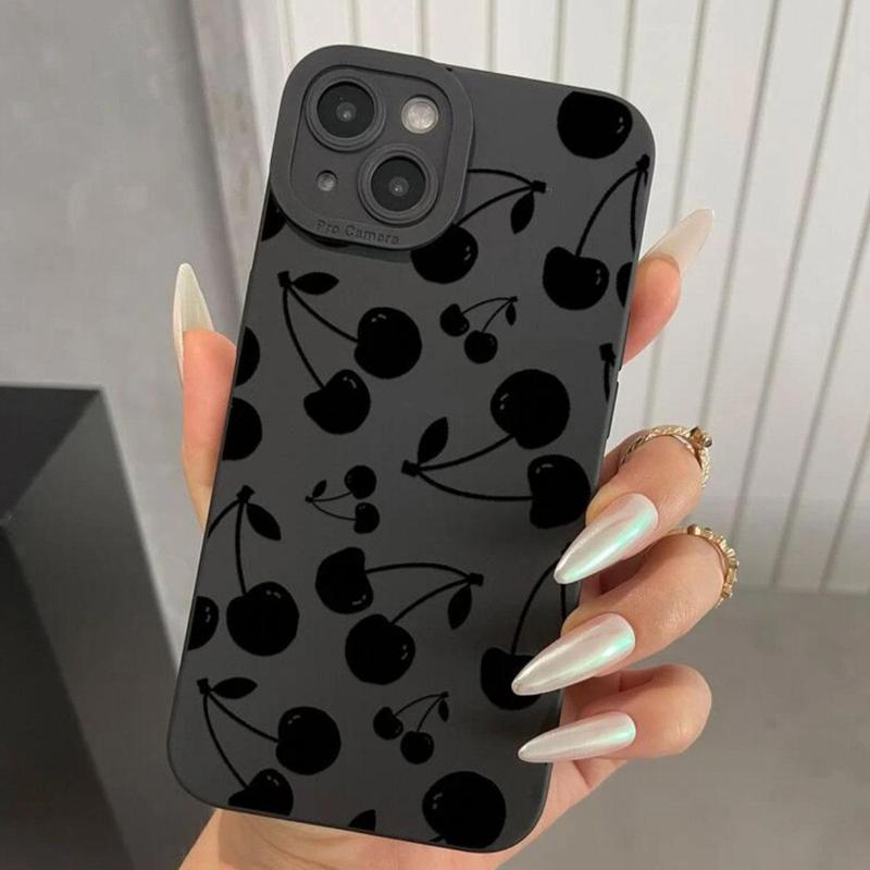 Cherry Pattern Phone Case for Summer, TPU All-inclusive Anti-fall Mobile Phone Protective Cover, Shockproof Phone Case for iPhone XR XS Max 11 12 13 14 15 Pro Max, for iPhone 16 Pro Max Case