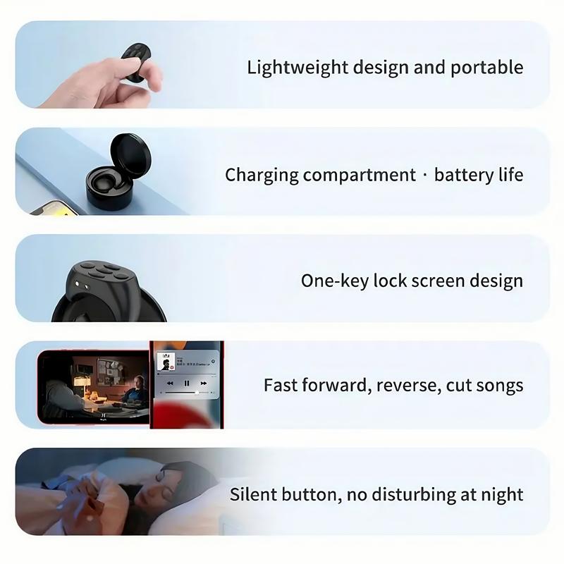 Bluetooth Remote Control Rechargeable Wireless Page Turner,Mini Scrolling Ring for Phone Android Smartphones Tablets Christmas and New Year Gifts Controller Cellphone