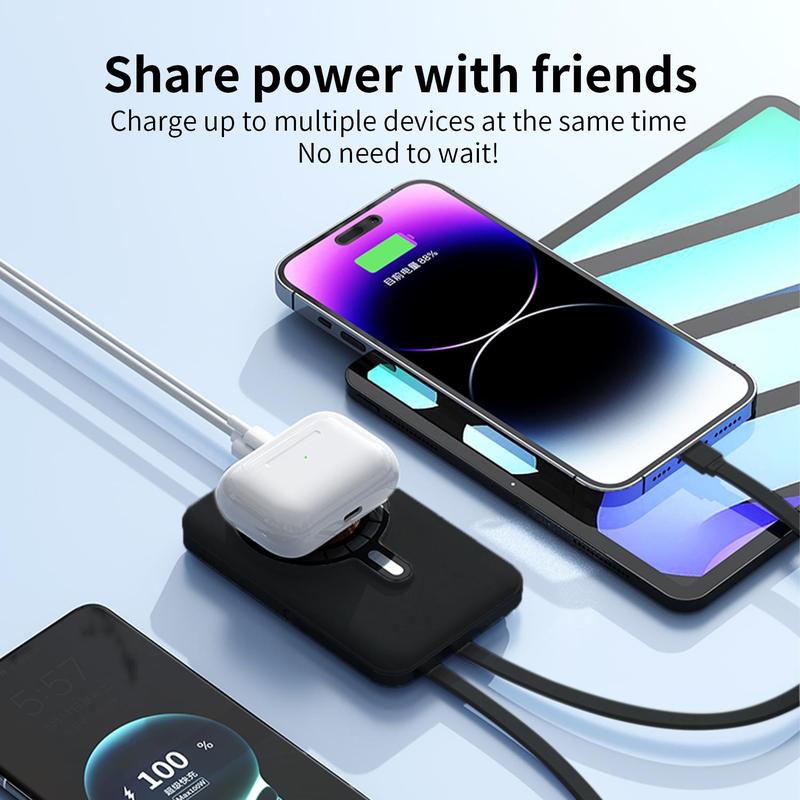 Wireless Portable Charger,Magnetic Power Bank,10000mAh Portable Charger22.5W PD Fast Charging with Built-in 3 Cables LED Display,Magnetic Battery Pack for iPhone 15 14 13 12 Pro Mini Pro Max