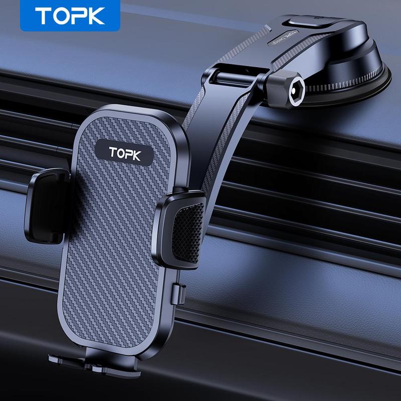 TOPK Car Phone Holder for Dashboard, Adjustable Horizontally & Vertically Cell Phone Mount for Car Dashboard, Compatible with All Phones