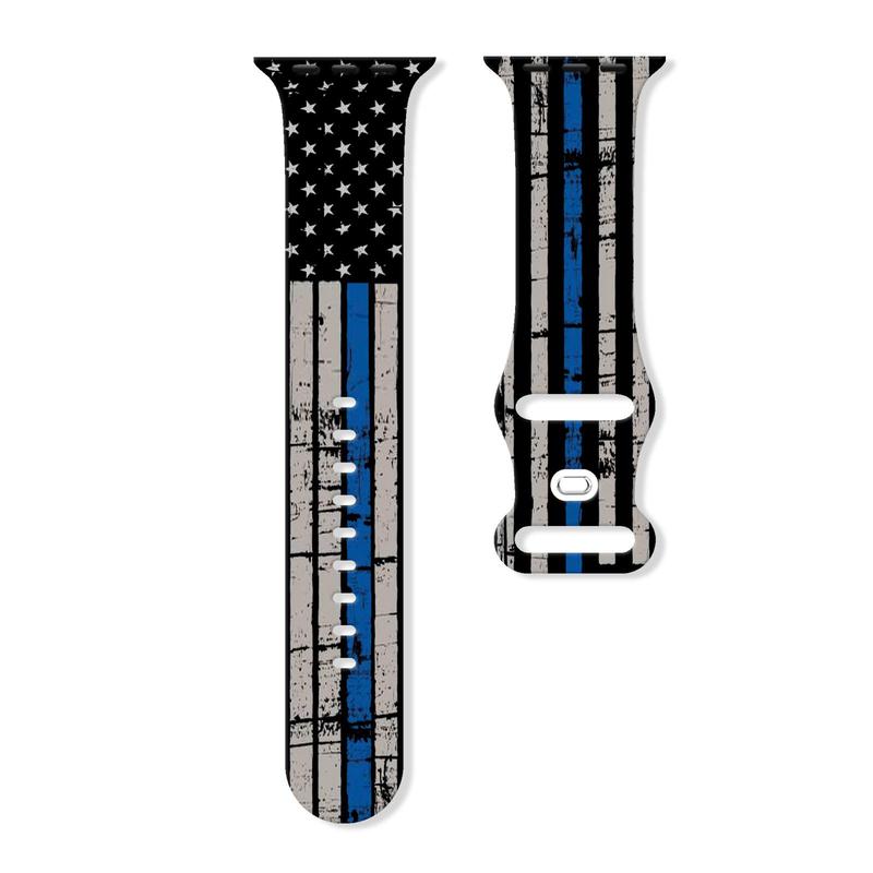 American Flag Pattern Smart Watch Band (Band Only), 1 Count Soft Silicone Watch Band for iWatch Series, Fashion Wearable Accessories for Men & Women