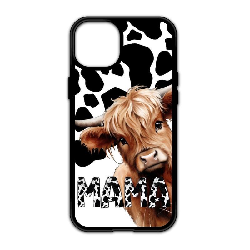 Mama Highland Cow Print Phone Case for iPhone - Shockproof Protection - Accessories Durable Protective Handheld Cover Protector