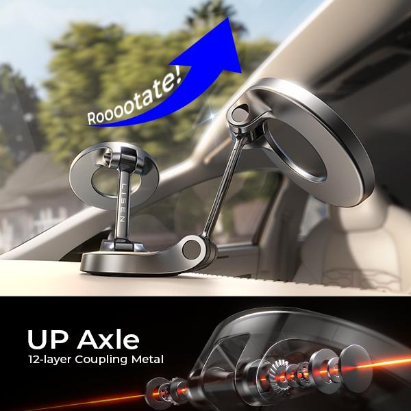 LISEN MagSafe Car Phone Mount, 360° Rotation Magnetic Holder for iPhone 16 15 14 13 12 Pro Max Plus Mini, Compatible with MagSafe Cases, Dash Mount.