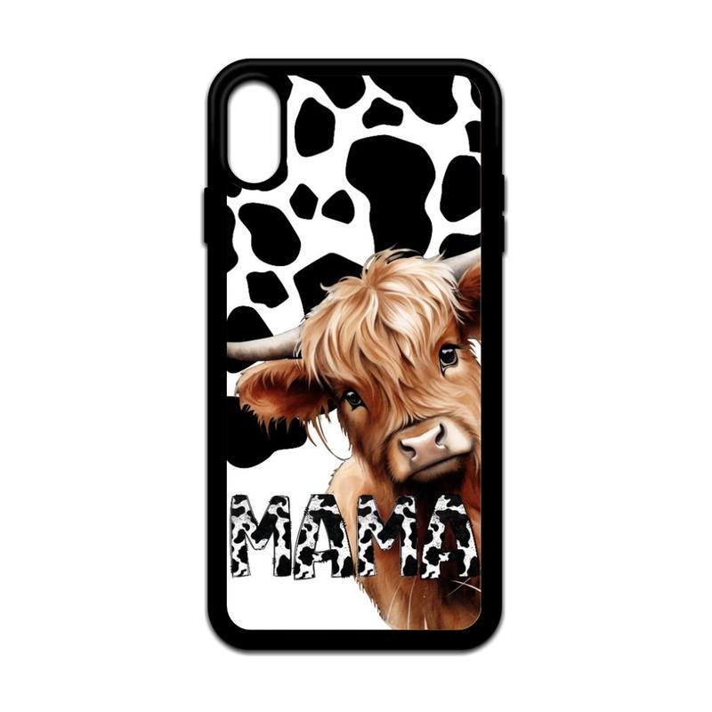 Mama Highland Cow Print Phone Case for iPhone - Shockproof Protection - Accessories Durable Protective Handheld Cover Protector