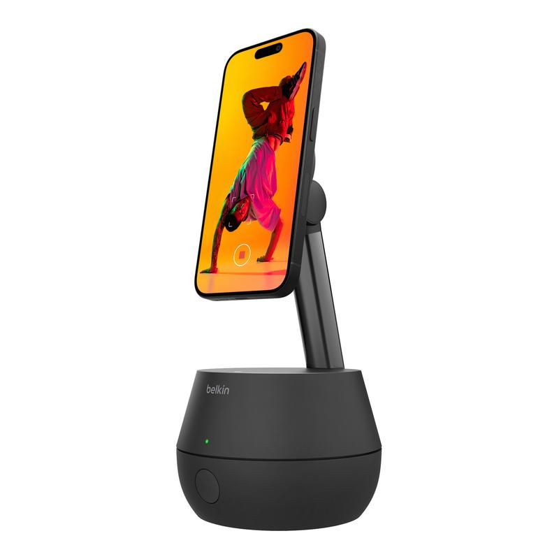 Belkin Stage Auto Tracking Stand Pro w 15W MagSafe Magnetic Wireless Charging, DockKit, Best of CES 2024, Face Tracking, motorized 360 & 90 Degree Tilt, Quiet & Smooth Motion, 5hr, NFC Easy Pairing, IOS (17 or above) for iPhone 15, 14, 13, 12, iOS 17+