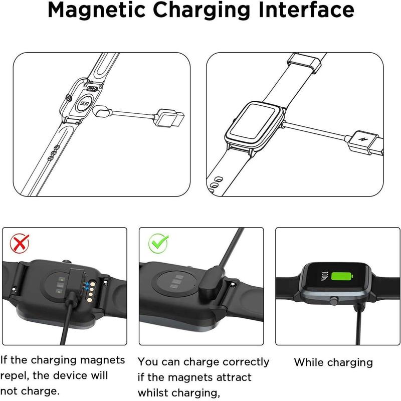 2pcs 2-Pin Universal USB Data Charging Cable Magnetic Charger For Smart Watch 2.84mm