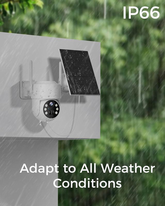 4MP Solar Security Cameras Wireless Outdoor, 100% Wire-Free, Battery Powered Camera, 360° View, Pan & Tilt, PIR Motion Detection, 2-Way Audio, Cloud SD, Color Night Vision & Spotlights, Only 2.4G WiFi