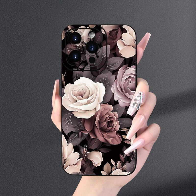 Floral Pattern Phone Case, Anti-drop Phone Protective Cover, Phone Accessory Compatible with iPhone 15 14 13 12 11 Pro Max XS XR X