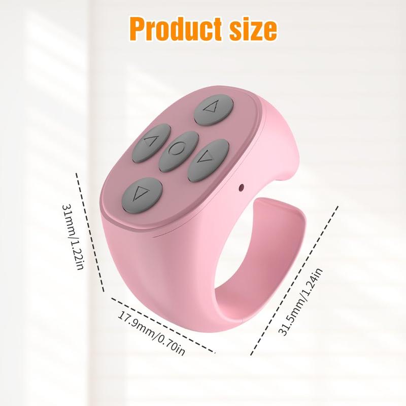 Remote Control for TikTok,Fingertip Wireless Bluetooth Scrolling Ring Scroller Page Turner, Music Control,Selfie and Recording Video Flip Page Remote, , for iPhone Tablets