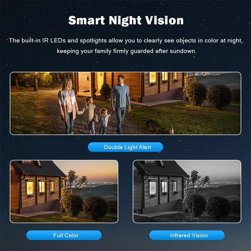 4K Outdoor Security Camera, 2.4G WiFi Outdoor Security Camera with 3 Lens, 360° PTZ Cameras for Home Security with 2-way Talk Color Night Vision