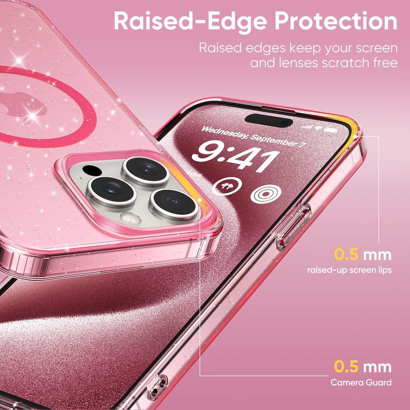 Sparkly Clear Glitter Shiny Bling Cover, Anti-Scratch Soft TPU Slim Fit Shockproof Protective Phone Accessories Magnetic Wireless