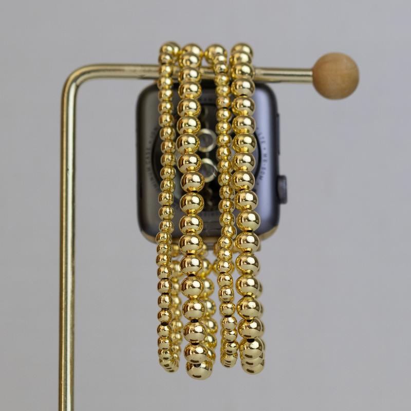 Tarnish-Resistant Golden Bead Apple Watch Band