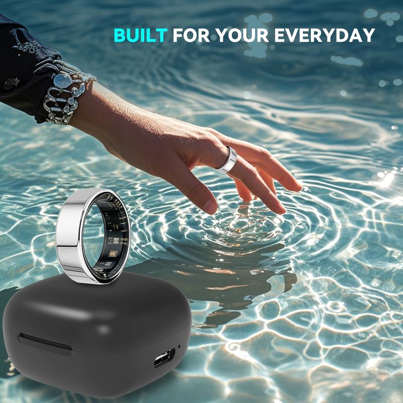 Smart Ring, New Smart Ring with Charging Compartment, Fitness, Steps, Distance, Calories, Sleep, Exercise, Compatible with iPhone Android, Remote Photo Control, Ultra Low Power Consumption, Waterproof, stylish and Comfortable Gift Choice