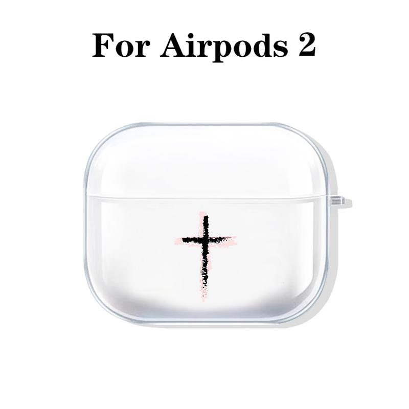 Cross Pattern Clear Earphone Case with Keychain, TPU Transparent Earphone Protective Cover, Earphone Accessories Compatible with AirPods 1 2 3 Pro