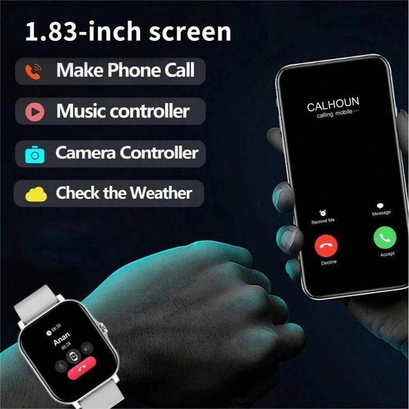 SIMSONLAB 1.83 Inch Full Touch Screen Smart Watch, Fashion Digital Smartwatch with Wireless Calling Message Notification, Fitness Tracker for Android and iOS