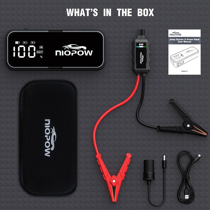 NIOPOW V1 5000A Car Jump Starter, 12V Portable Lithium Booster with 3.3