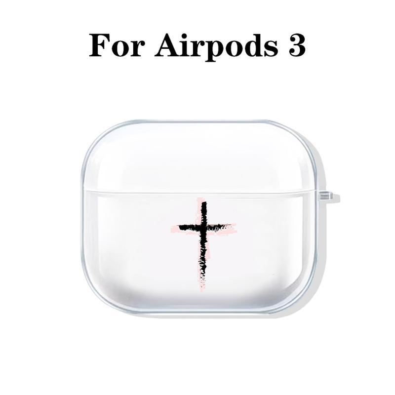 Cross Pattern Clear Earphone Case with Keychain, TPU Transparent Earphone Protective Cover, Earphone Accessories Compatible with AirPods 1 2 3 Pro