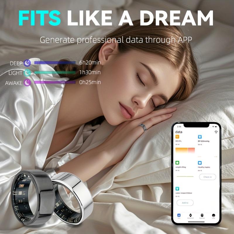 Smart Ring, New Smart Ring with Charging Compartment, Fitness, Steps, Distance, Calories, Sleep, Exercise, Compatible with iPhone Android, Remote Photo Control, Ultra Low Power Consumption, Waterproof, stylish and Comfortable Gift Choice