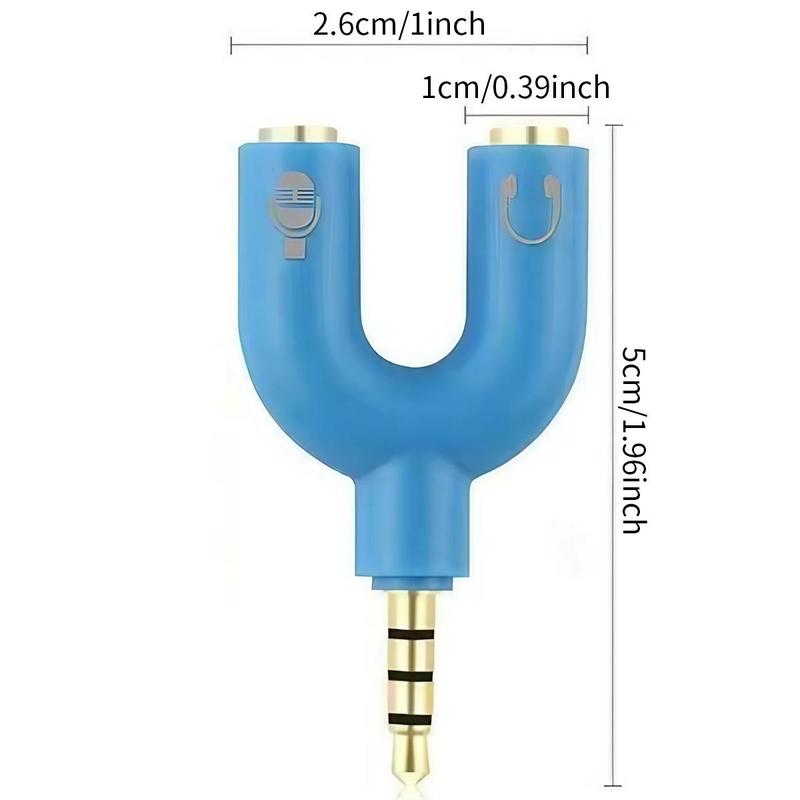 U-shaped Adapter, Dual 3.5mm Jack Headphone & Microphone Audio Cable Splitter, 2 In 1 Connector for Smartphone, Universal Phone Accessories