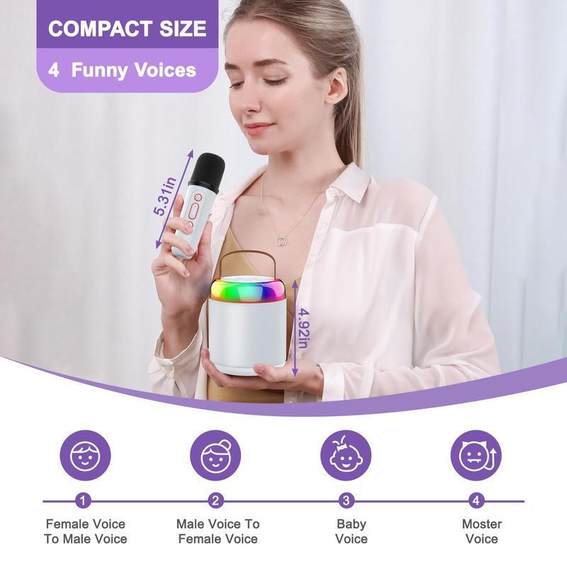 Mini Karaoke Machine for Kids with 2 WirelessMicrophones Portable Bluetooth 5.3 Speaker LedLights Karaoke Gifts for Girls Boys Audlt BirthdayChristmas Camping Indoor Outdoor Home PartyAudio Smartphone Gifts