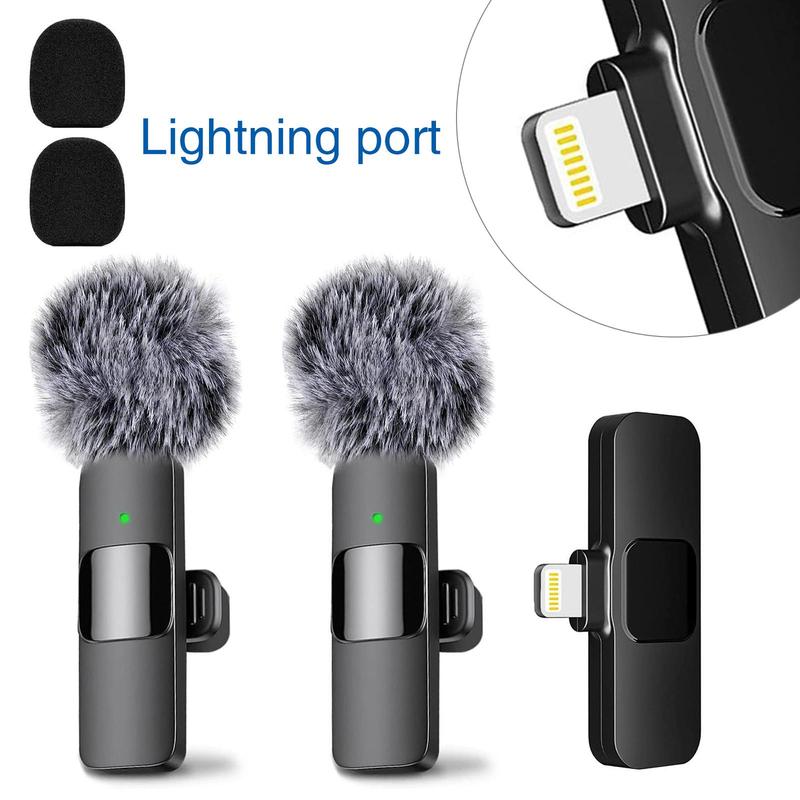 2 Pcs Mini Professional Wireless Lavalier Microphones for iPhone, Android, iPad - Mini Wireless Clip-on Microphones Crystal Clear Sound Quality for Recording, Live Streaming,Vlog