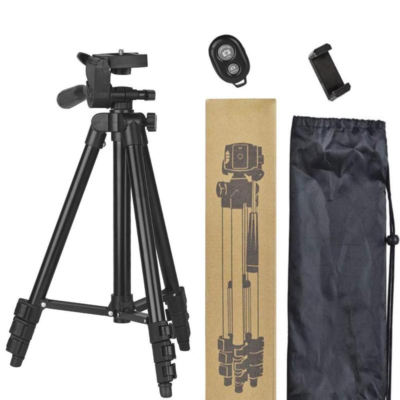 Portable Camera Tripod with Remote Control & Carry Bag, Multifunctional Phone Holder Tripod, Professional Aluminum Alloy Camera Tripod for DSLR SLR Camera