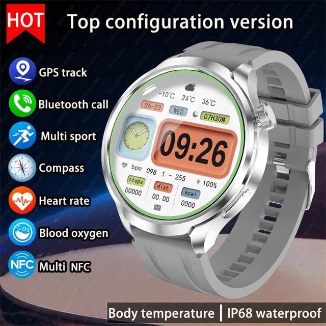 For HUAWEI Outdoor Sports Smart Watch Men AMOLED Screen NFC GPS Compass Heart rate Waterproof Bluetooth Call SmartWatch 2024 New