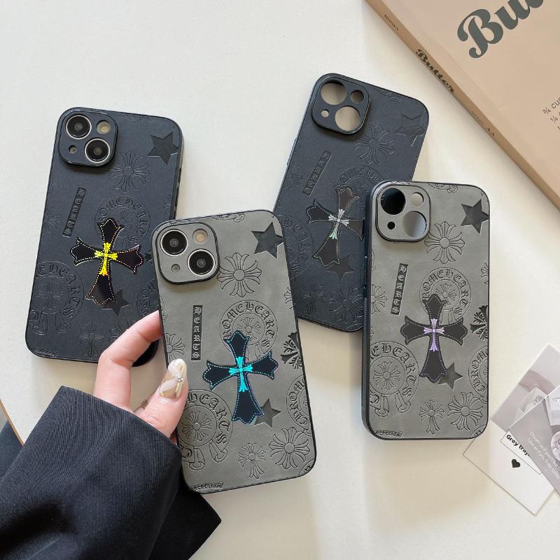 Suitable for iPhone 16 15 14 13 12 11 Pro, laser illuminated cross anti-fall phone case, shockproof decorative phone case, Halloween protection phone