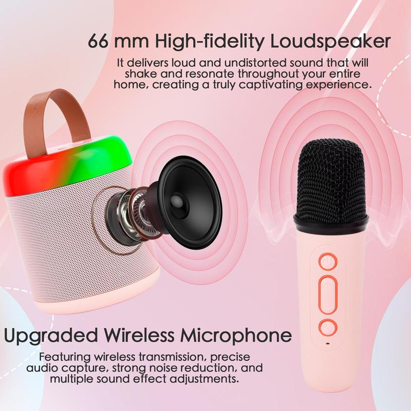 Mini Karaoke Machine for Kids with 2 WirelessMicrophones Portable Bluetooth 5.3 Speaker LedLights Karaoke Gifts for Girls Boys Audlt BirthdayChristmas Camping Indoor Outdoor Home PartyAudio Smartphone Gifts