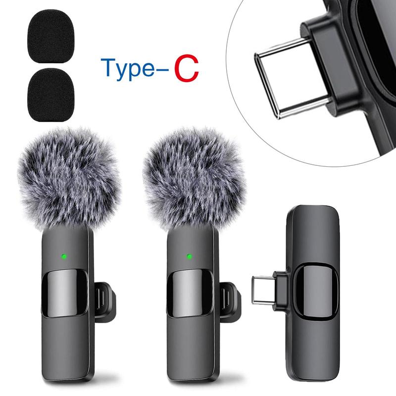 2 Pcs Mini Professional Wireless Lavalier Microphones for iPhone, Android, iPad - Mini Wireless Clip-on Microphones Crystal Clear Sound Quality for Recording, Live Streaming,Vlog