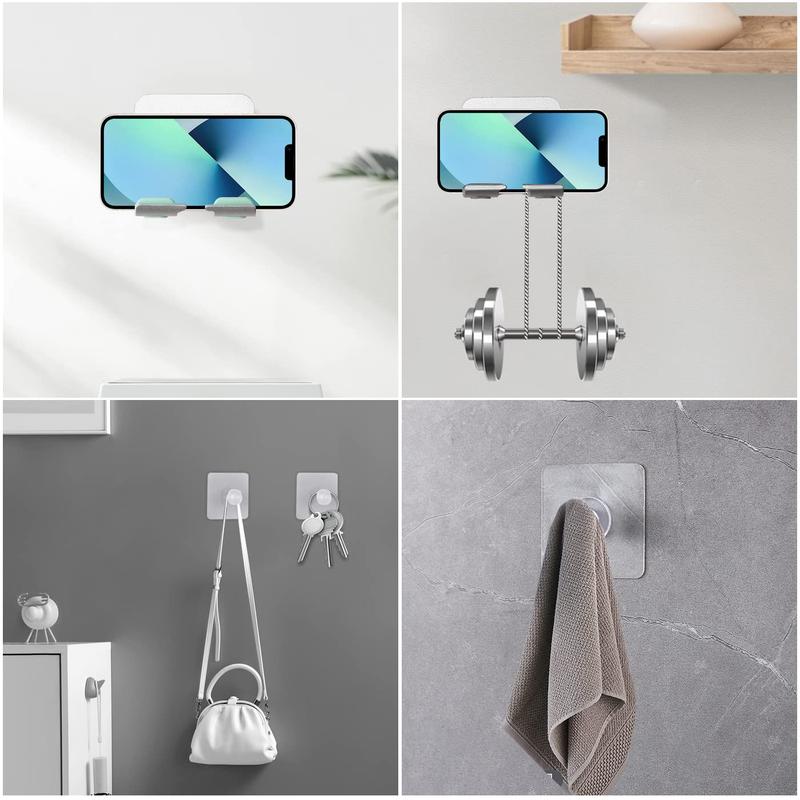 Shower Phone Holder, Shower Phone Mount Phone Holder for Shower Wall Mount Phone Holder Phone Wall Mount Adjustable Cellphone Stand Cell Phone Stand with Adhesive Pads for Bathroom Kitchen (1 PACK)