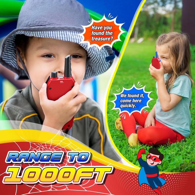 Spider Walkie Talkies for Kids: Toys Gifts for 3 4 5 6 7 8 9 Year Old Boys Girls Ages 5-7 Kids Walkie Talkies Outdoor Hiking 2 Way Radio Toy for 3-12 Year Old Boy Girl Christmas Birthday Gift Age 3-6