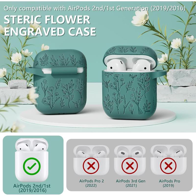 Case for Apple AirPods 2nd Generation 2019, Soft Silicone Protective Case for AirPods 2nd 1st Gen Case Cute Airpod Case with Keychain,Pine Green